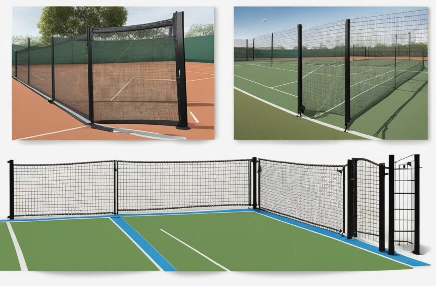 An image showing different styles of fencing suitable for both tennis courts and home use. The image